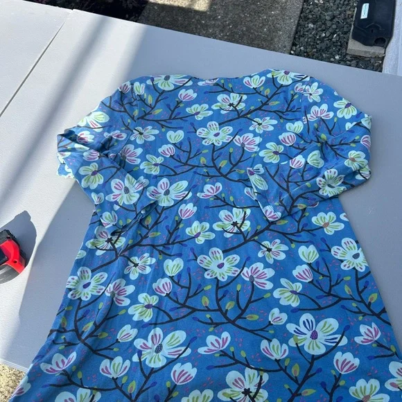 Gudrun Sjoden Blue Floral cherry blossoms organic cotton Long Sleeve Top - Picture 6 of 8